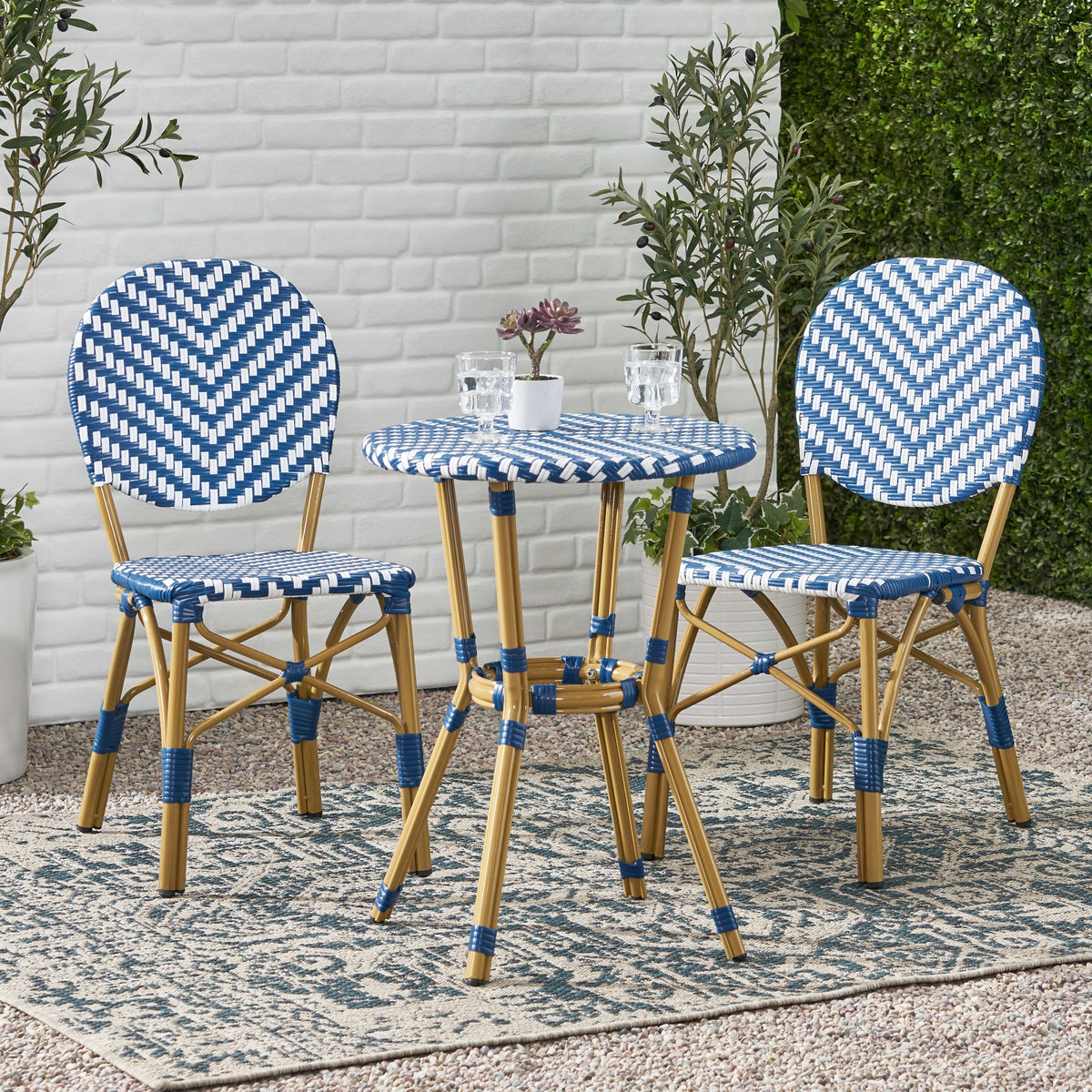 Outdoor Aluminum 3 Piece French Bistro Set