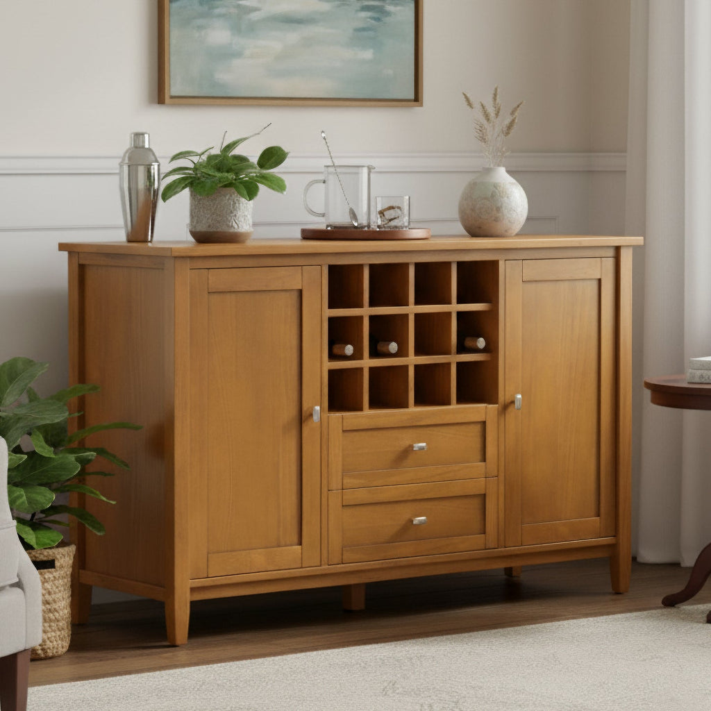 Warm Shaker Storage Cabinet with Wine Rack