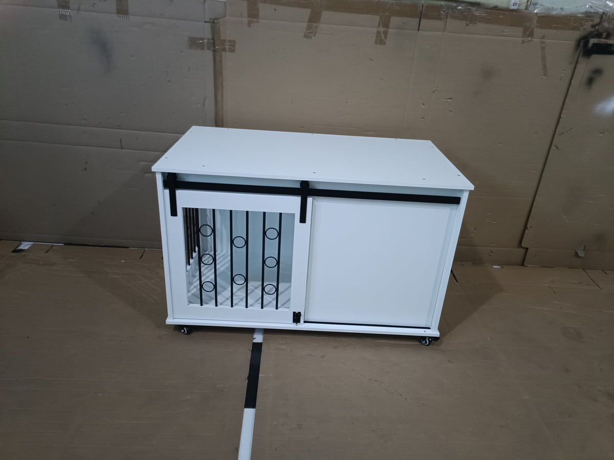 Modern Wooden Dog Crate Furniture with Sliding Barn Door