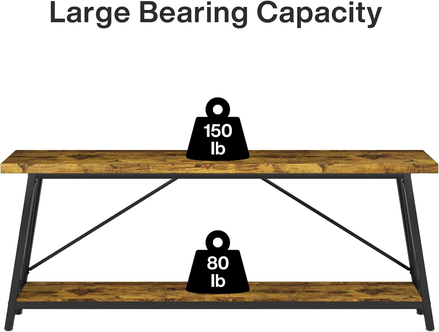70.9" Extra Long Rustic Industrial Sofa Table