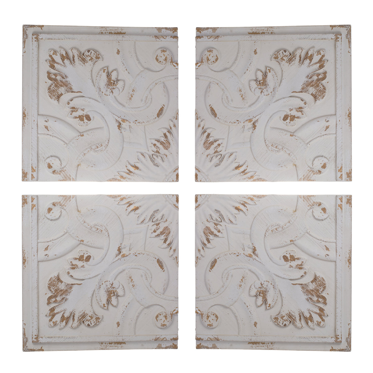 S/4 Distressed Wooden Square Wall Panels