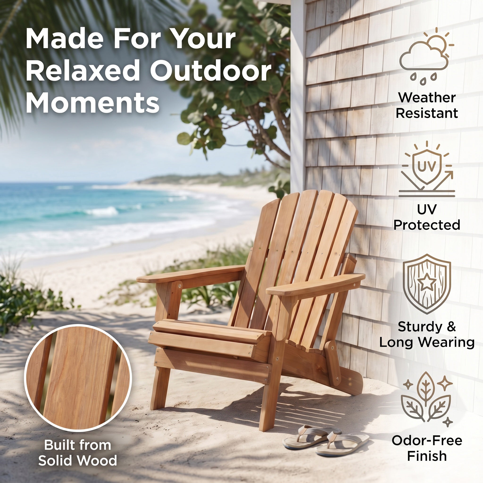 Oversize Wooden Outdoor Folding Adirondack Chair
