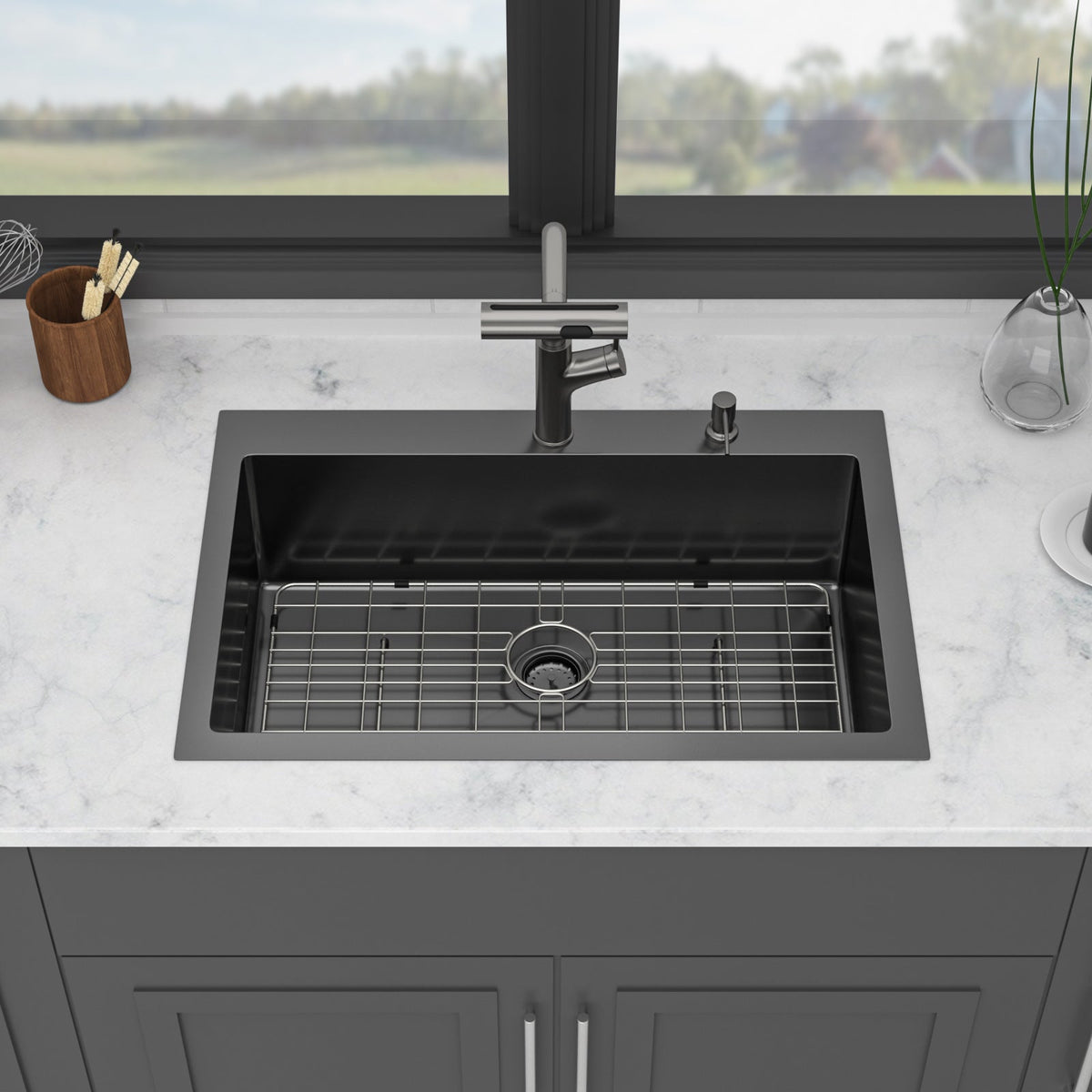 33" Drop-In Gunmetal Kitchen Sink