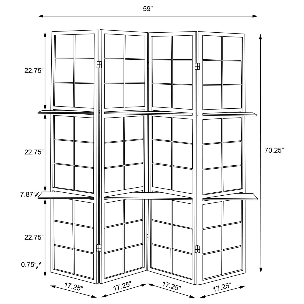 Tan and Cappuccino 4-Panel Folding Screen