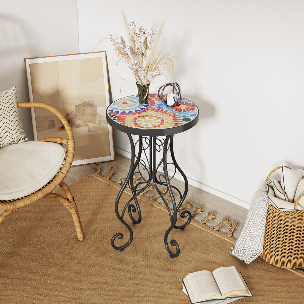 Outdoor Side Table in Colorful and Black
