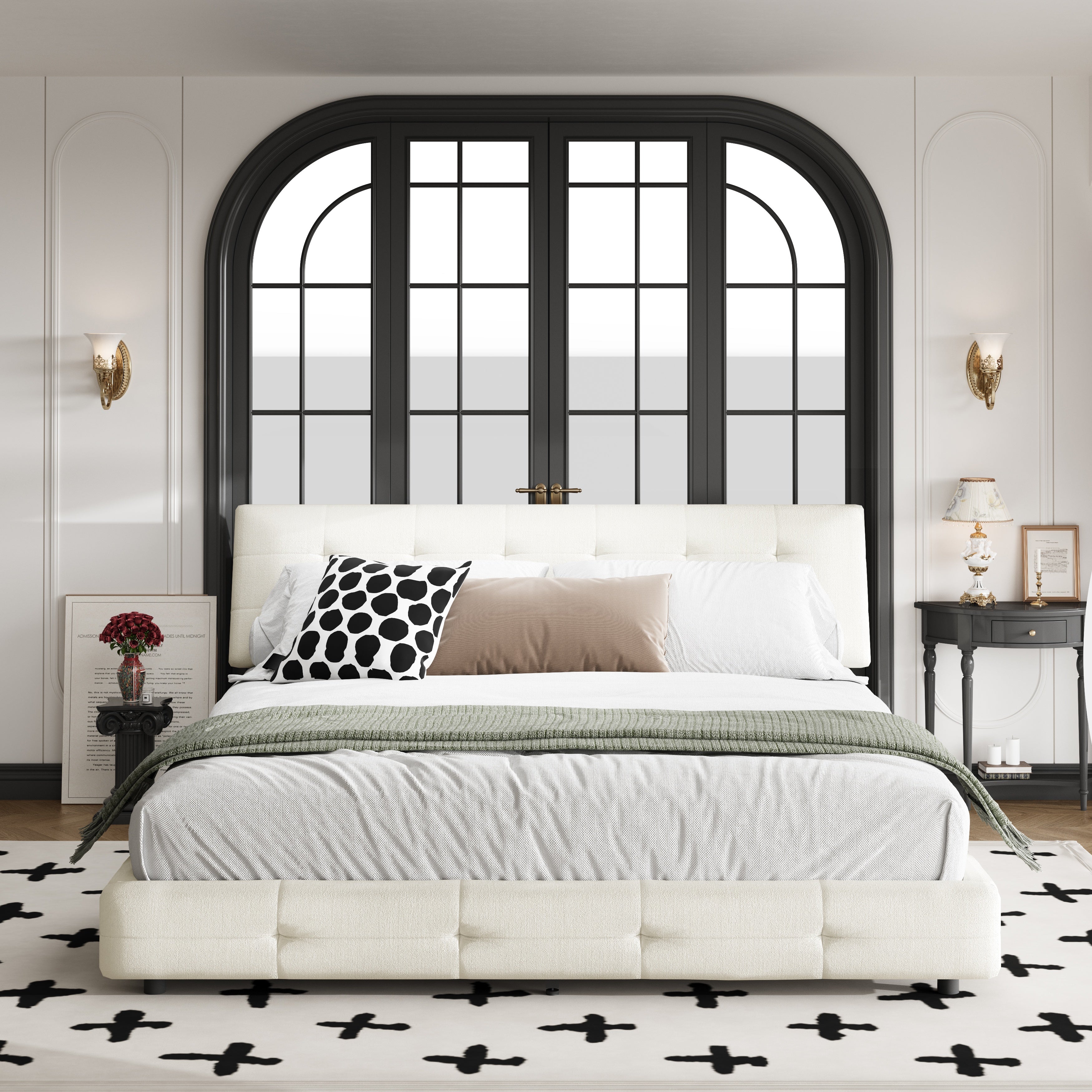 King Size Bed Frame with Tufted Headboard