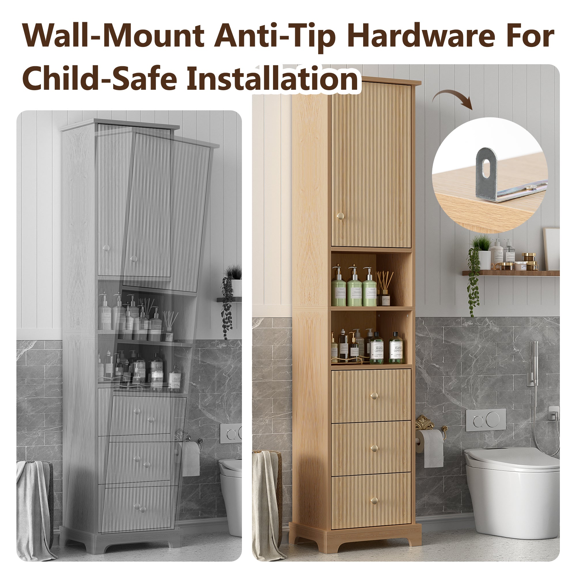 67.7" Tall Freestanding Bathroom Cabinet