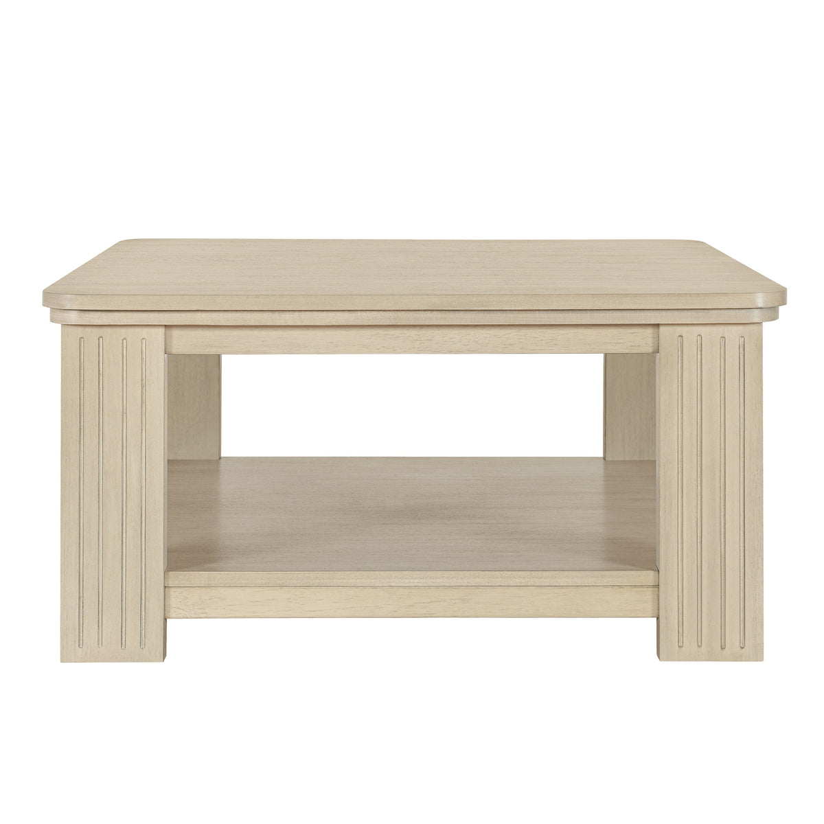 Square Coffee Table with 2-Tier Storage Shelf