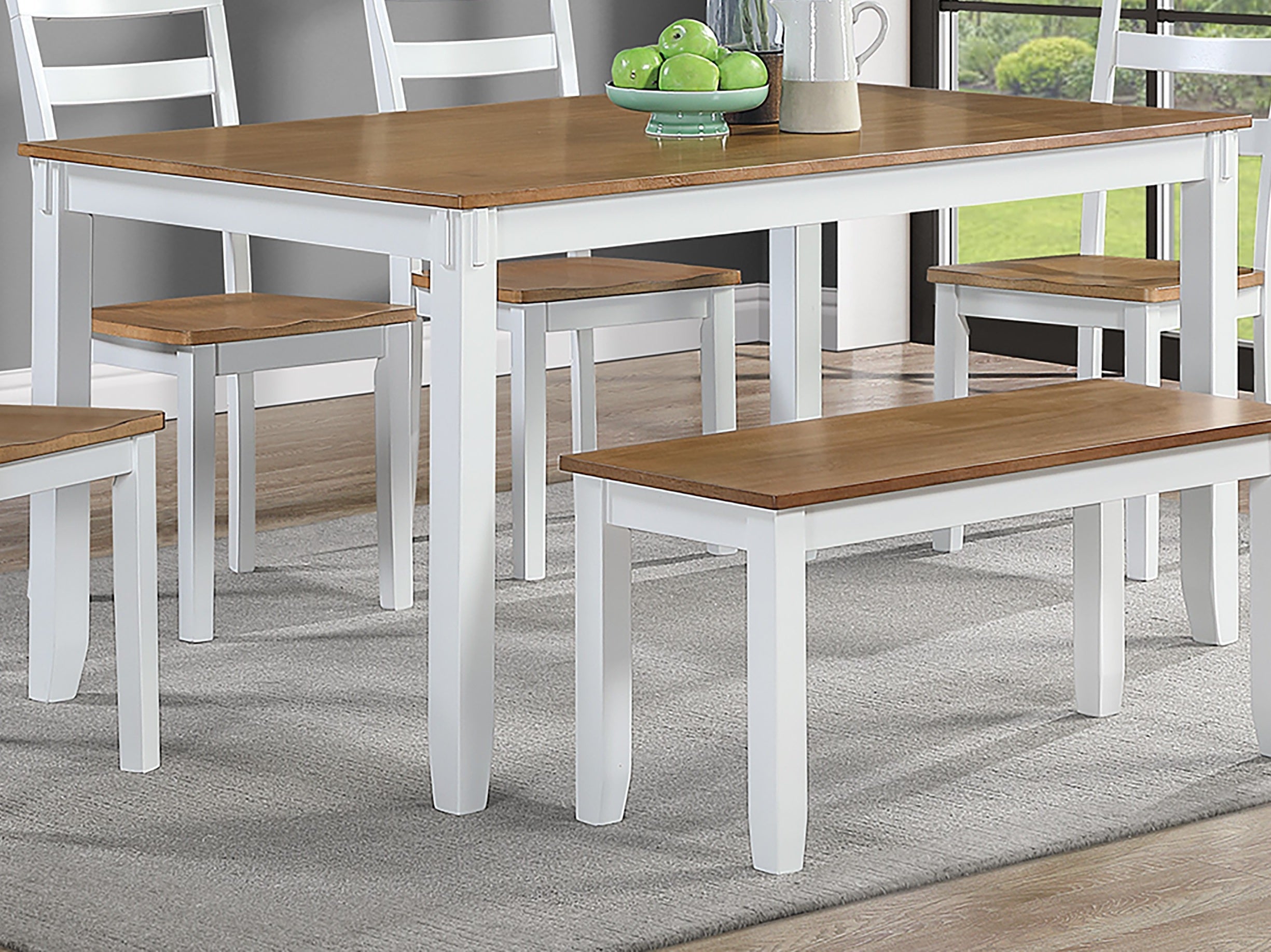Contemporary 6pc Dining Set Table with 4 Side Chairs and Bench