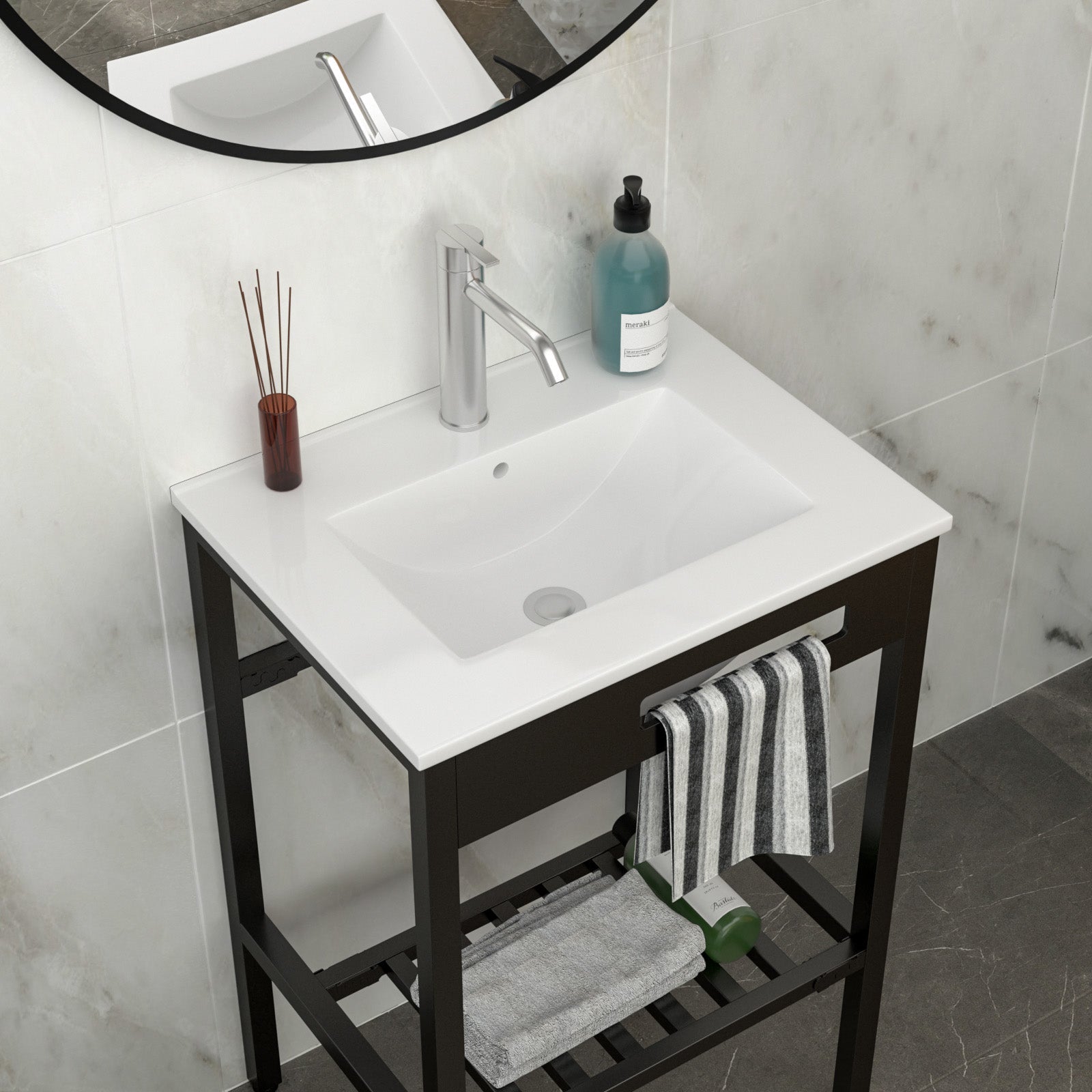 24" x 18" Bathroom Ceramic Console Sink