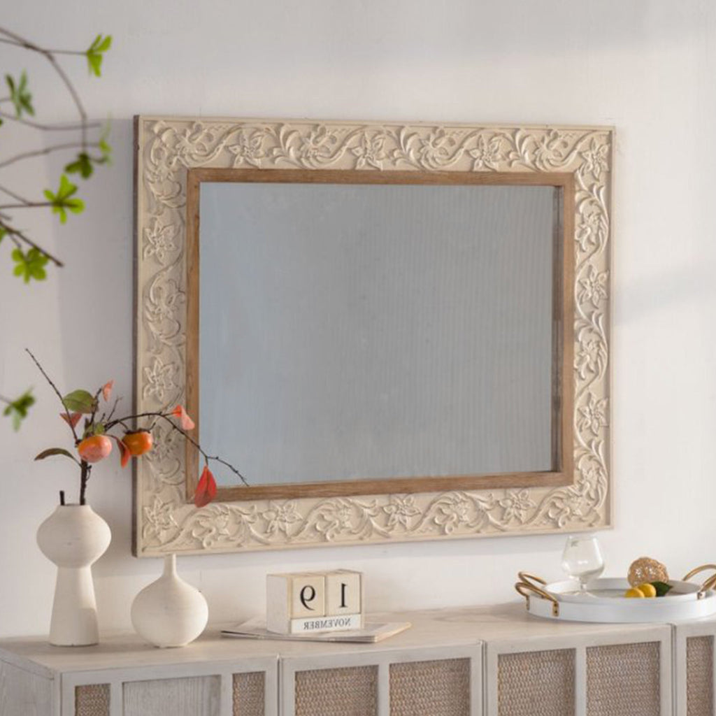 Vintage Carved Pattern Rectangular Wall Mirror