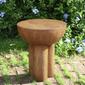 Iris Outdoor Patio Three-Legged Wood-Grain Round MGO Side Table