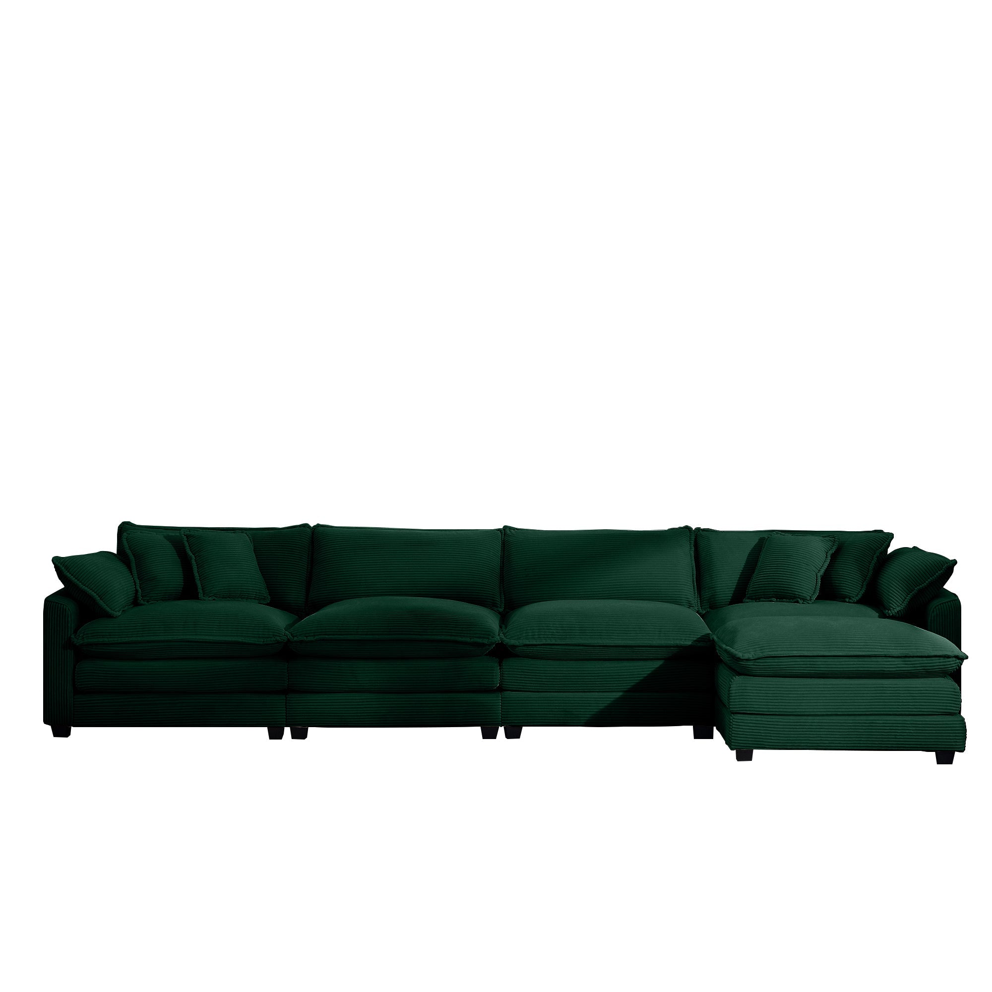 Corduroy Sofa - Modern Upholstered 4 Seater with Footstool