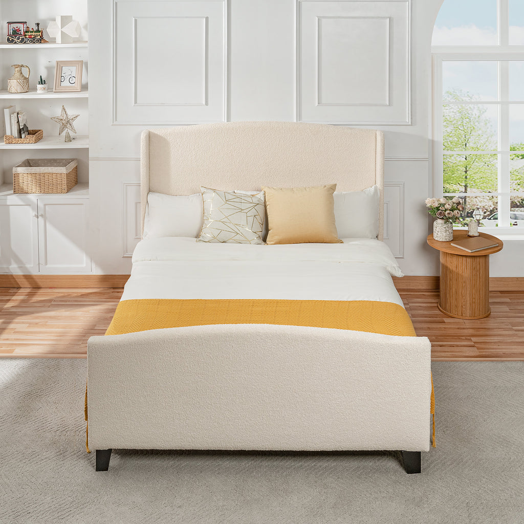 Queen Size Bed Frame with Upholstered Headboard