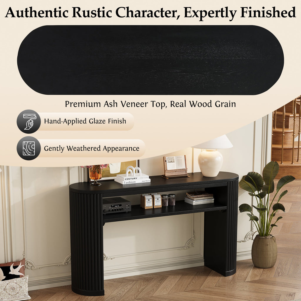 TREXM Rustic Console Table with Fluted Legs