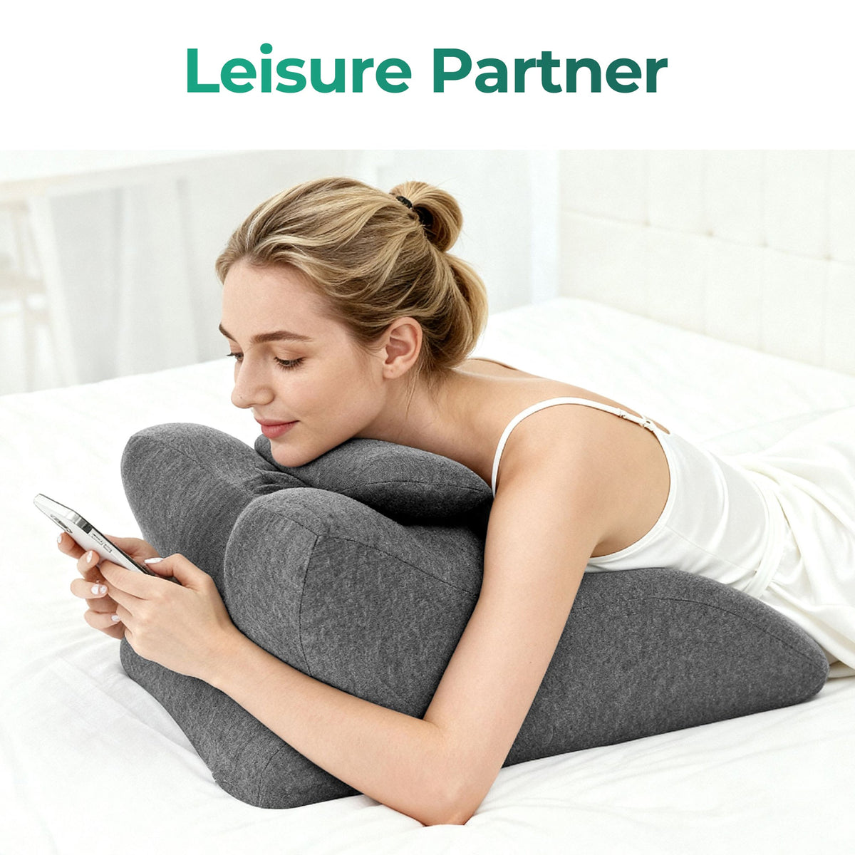 Ergonomic Spinal Posture Support Bed Pillow - Grey