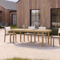 70" Oval Acacia Wood Outdoor Dining Table with Slatted Top