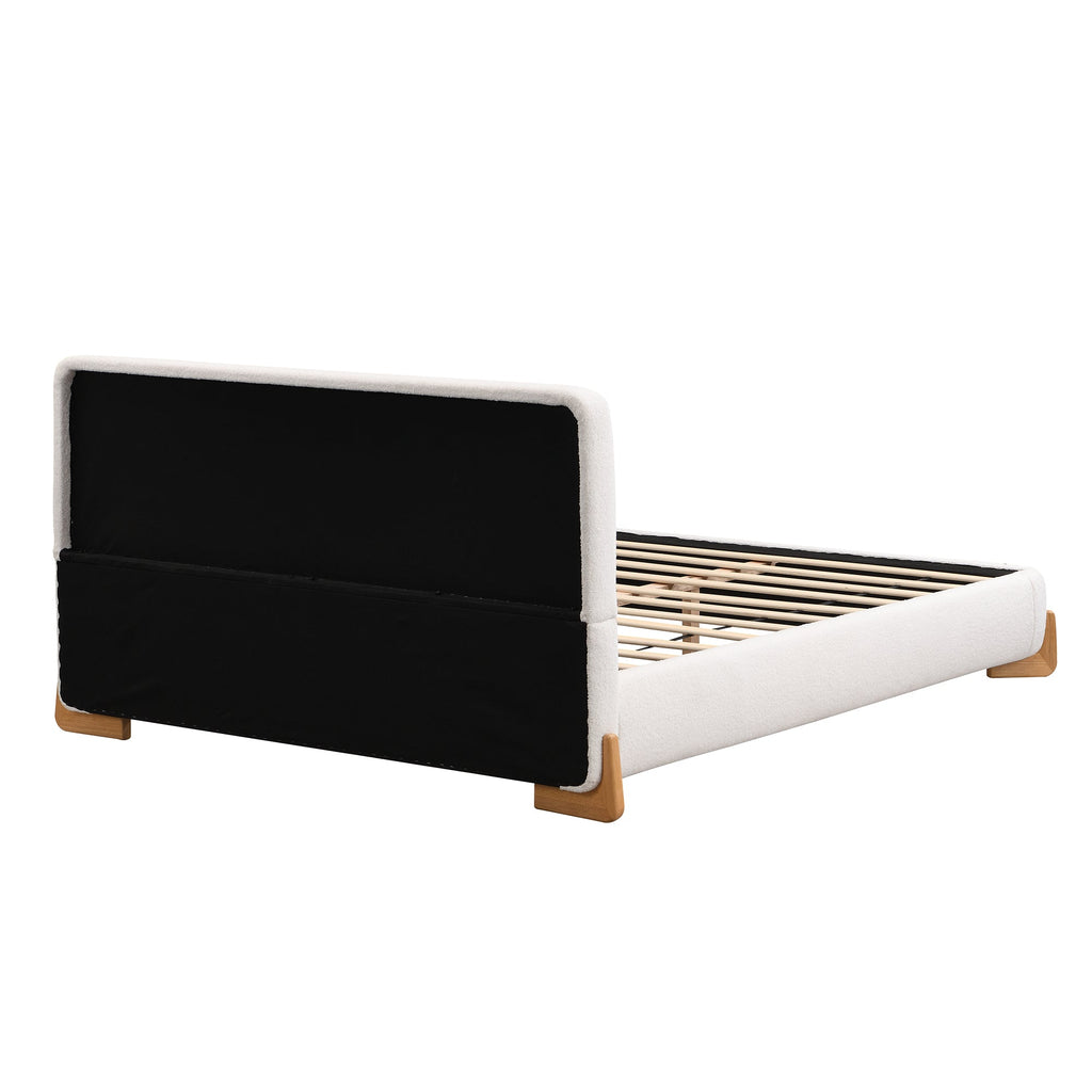 Elegant Boucle Upholstered Bed in Queen Size