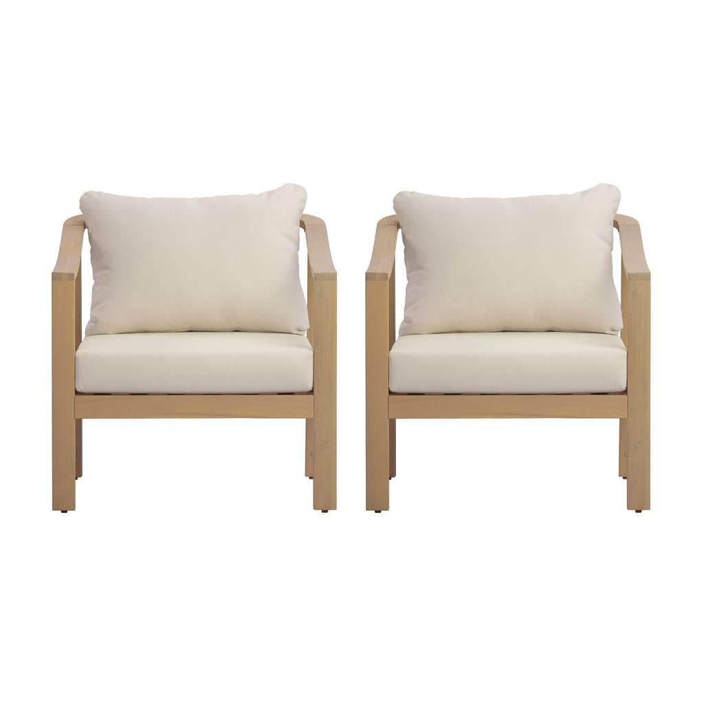 Acacia Wood Patio Furniture Club Chair Set (2)