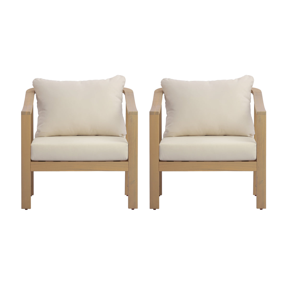 Acacia Wood Patio Furniture Club Chair Set (2)