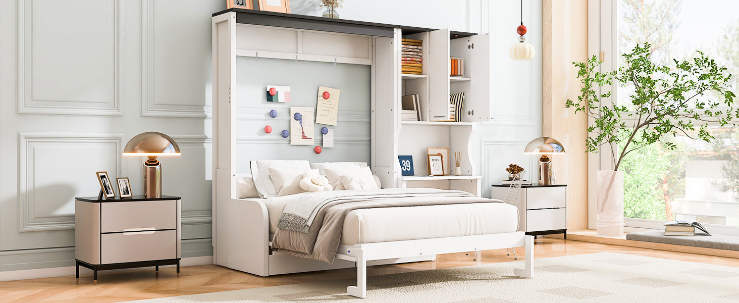 Multi-Functional Murphy Bed with Sofa, Desk, and Storage Cabinet