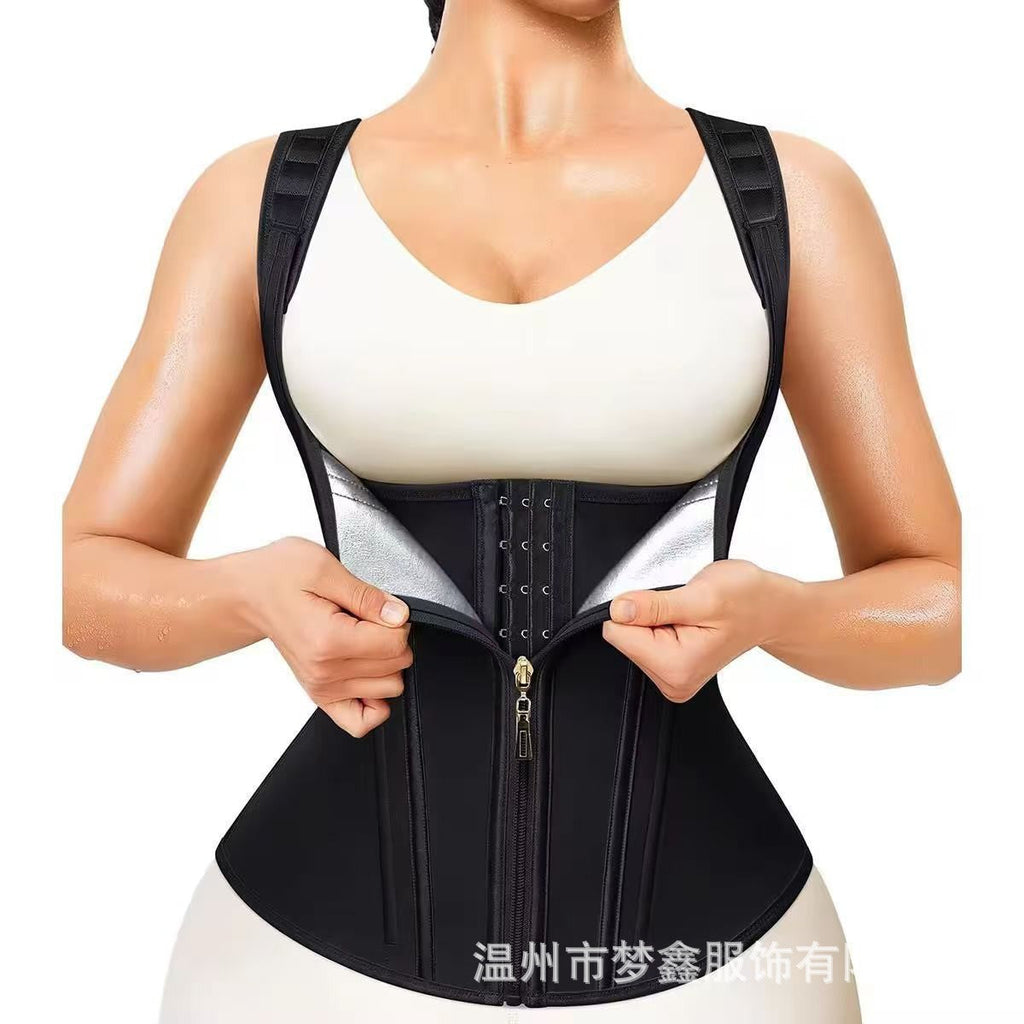 Women's Waist Trainer Corset, Zipper & Hook Sauna Sweat Vest, Tummy Control Body Shaper Shapewear For Workout Fitness