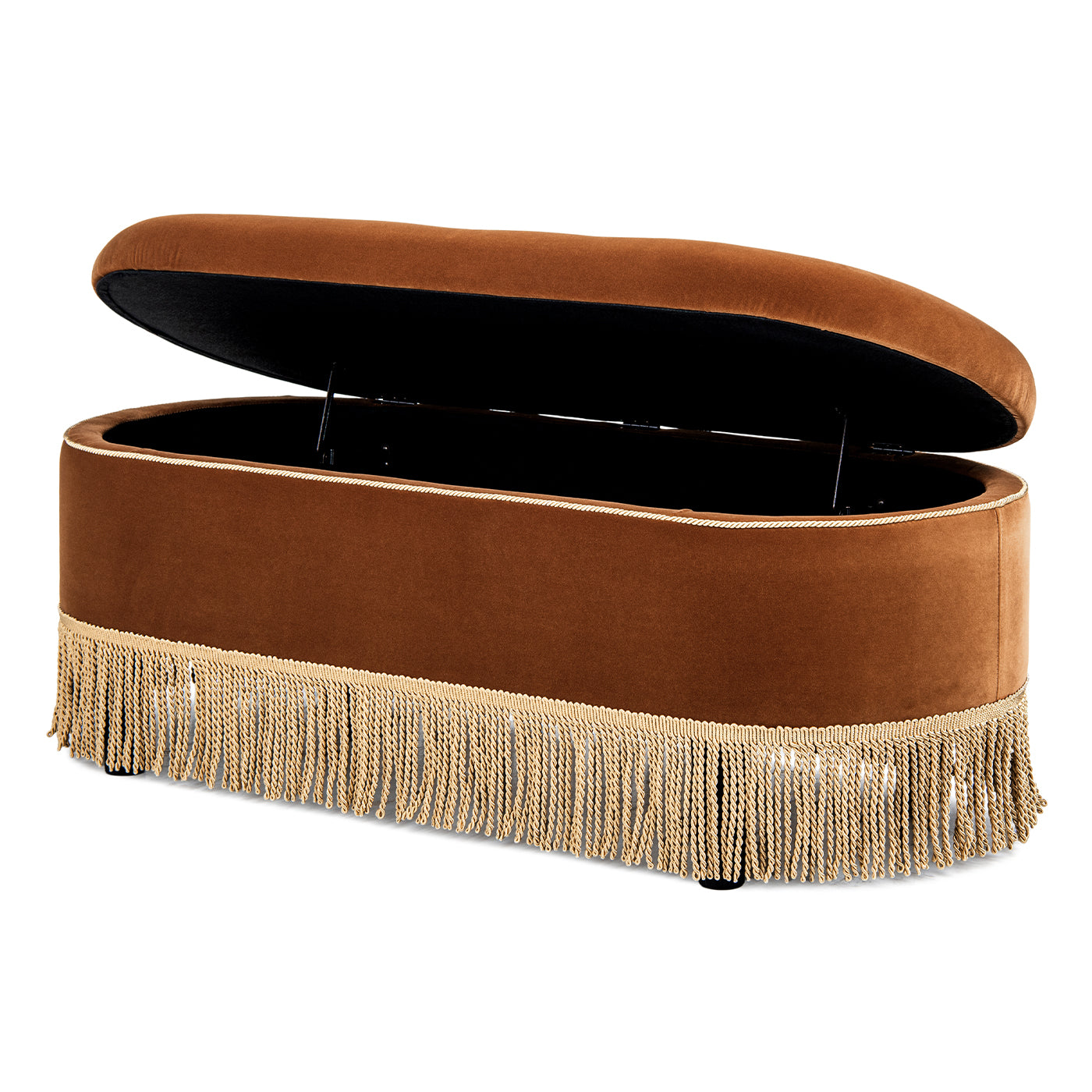 Melinda 48.5" Oval Tufted Bullion Fringe Storage Bench