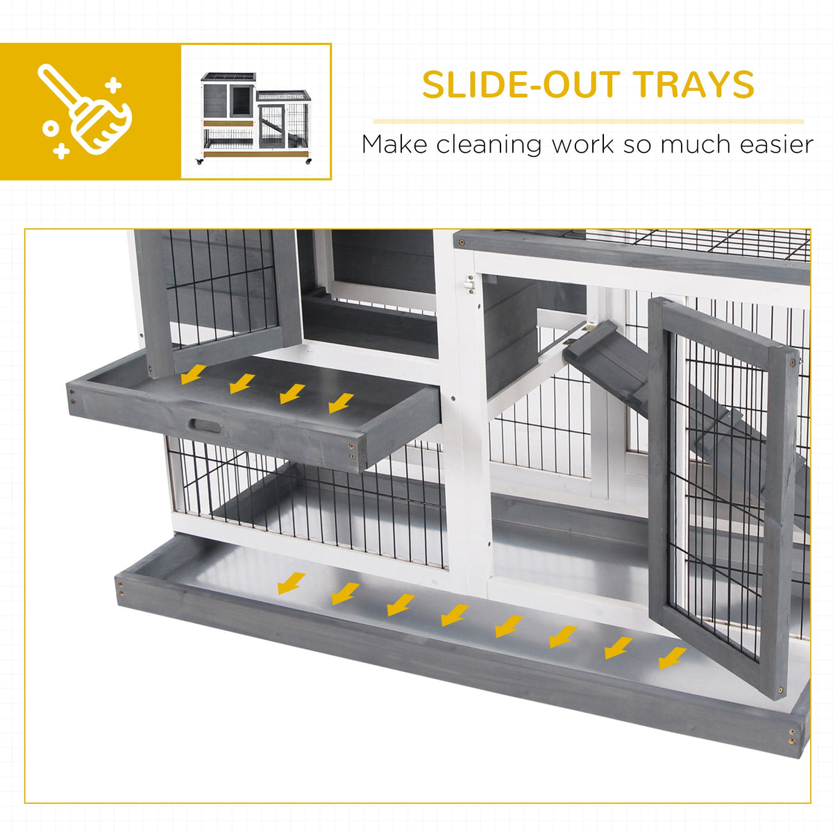 PawHut Wooden Rabbit Hutch Elevated Bunny Cage
