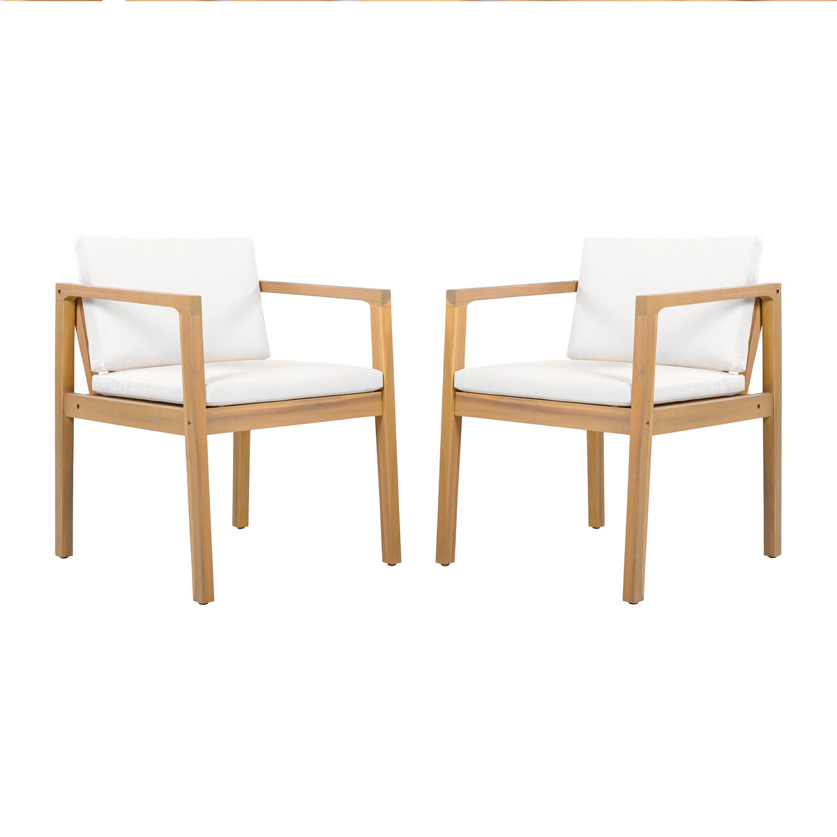 Outdoor Dining Chairs Set of 2 with Acacia Wood Frame