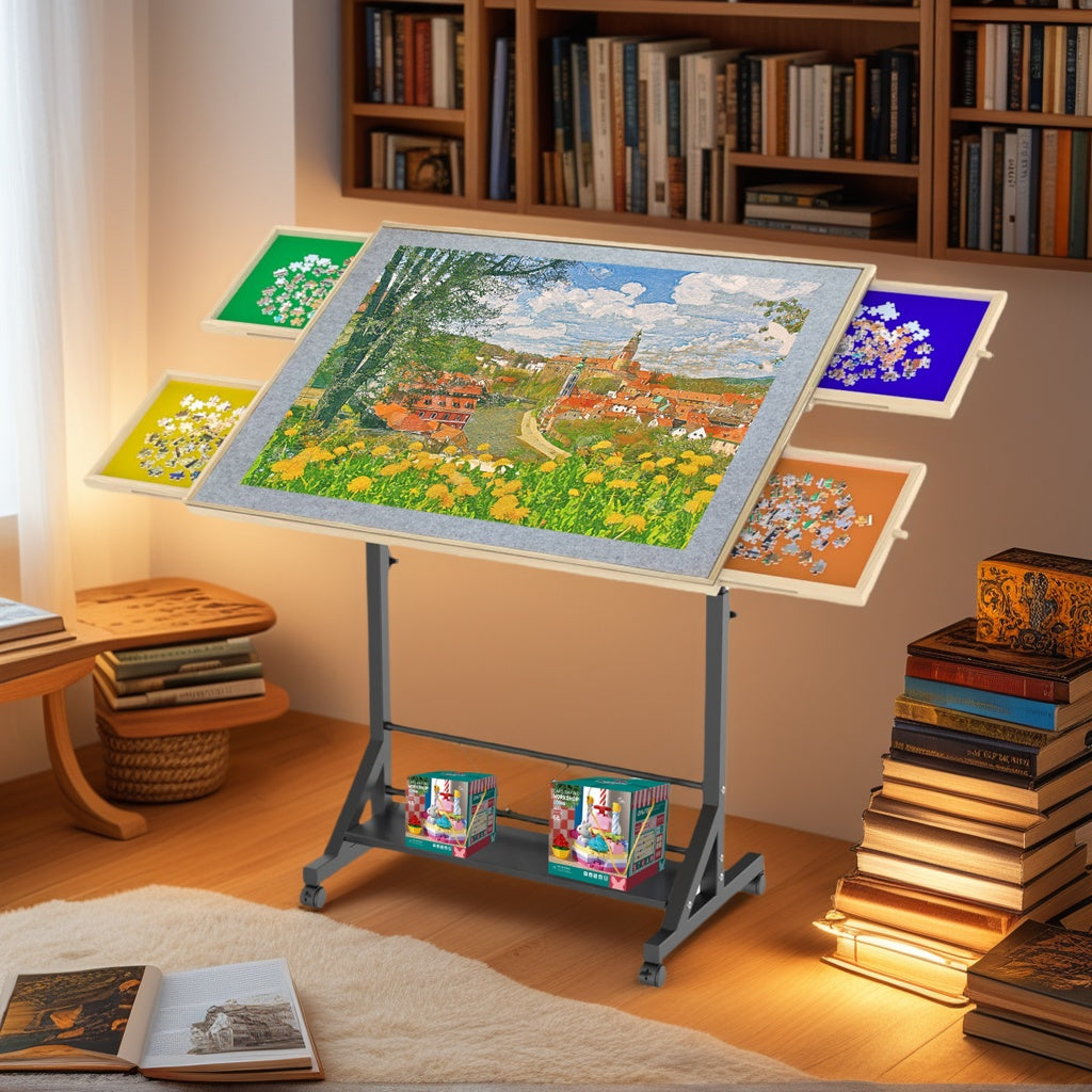 Wooden 1500 Pieces Puzzle Table with Drawer