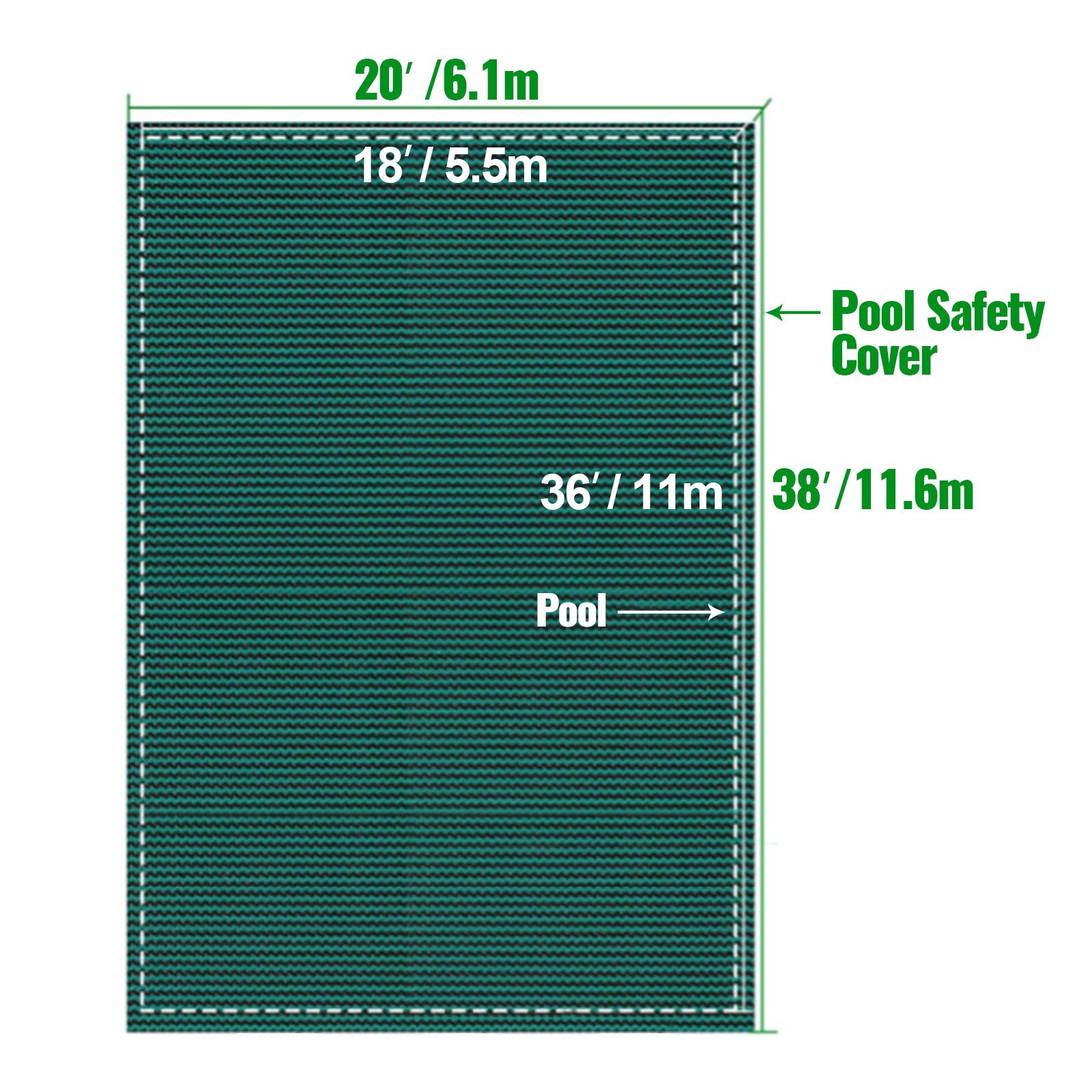 20 x 38 ft Rectangle Pool Safety Cover