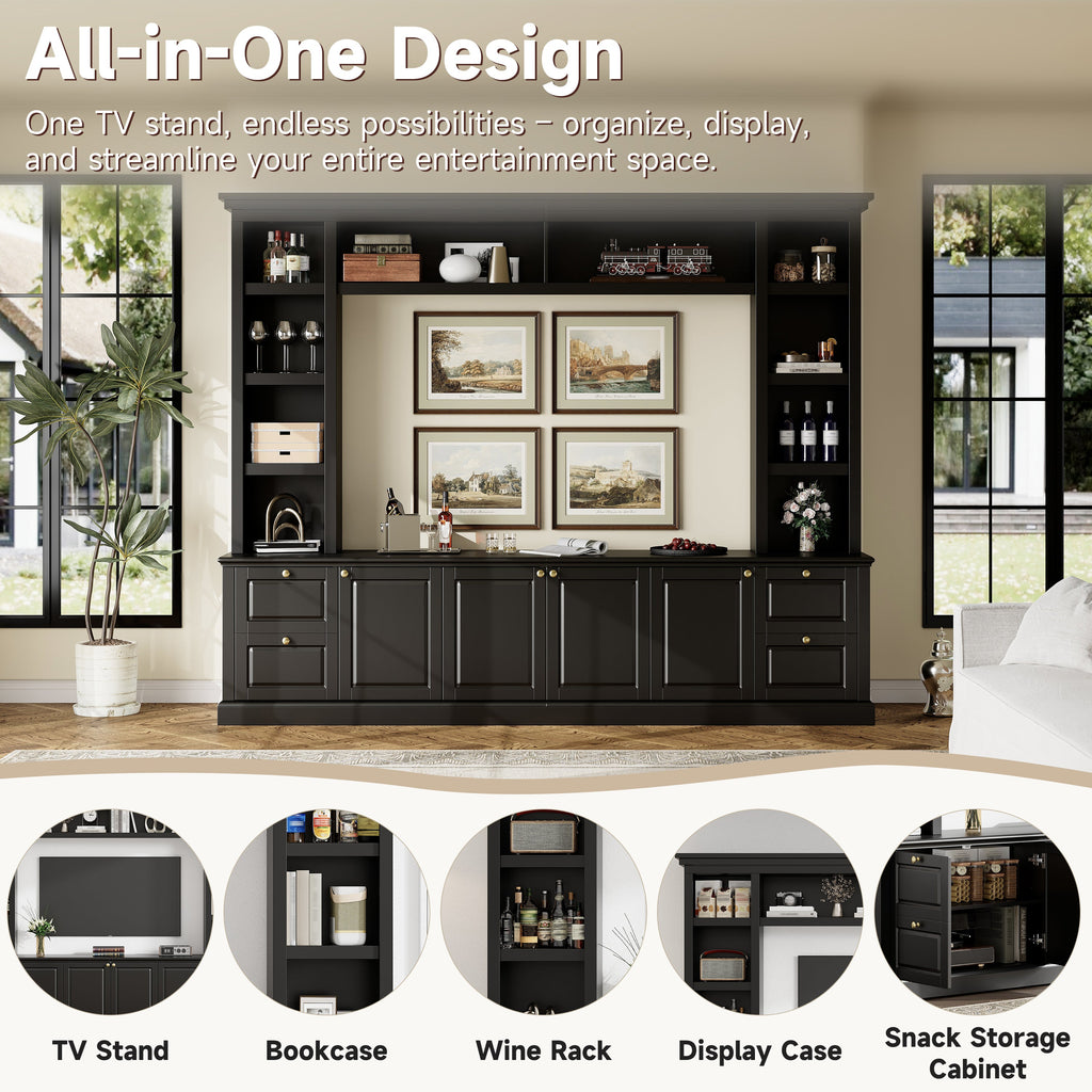 All-in-One Modern TV Stand with Bookcase