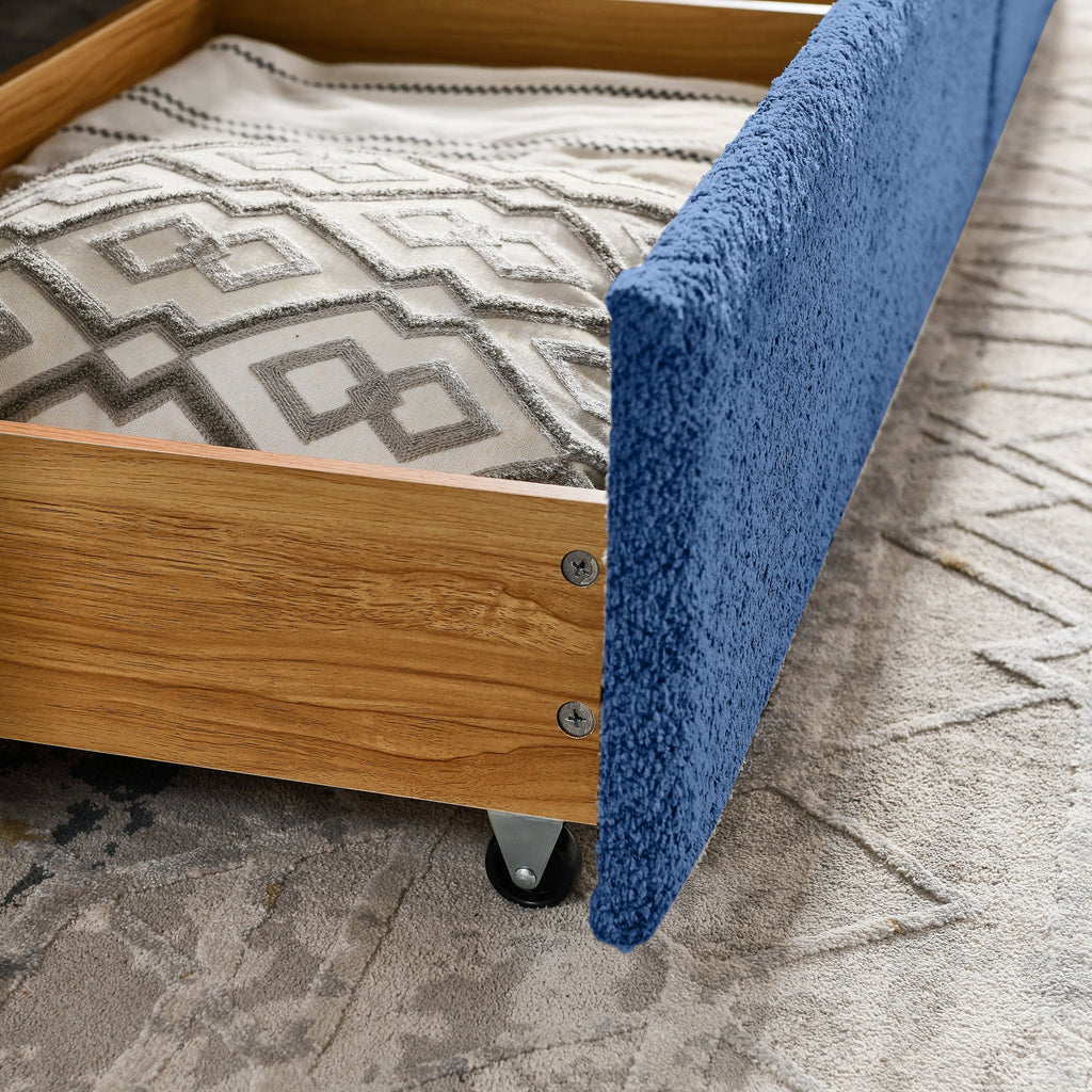 Queen Size Daybed with Two Drawers - Upholstered Tufted Sofa Bed