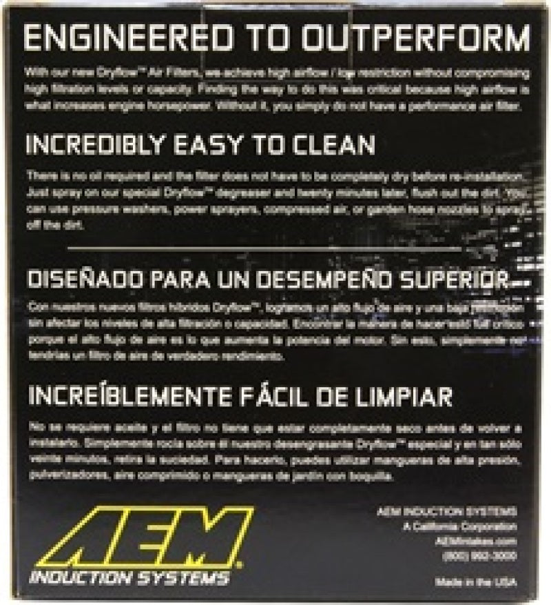 AEM Induction AEM 2.50 inch Short Neck 5 inch Element Filter Replacement 21-201DK