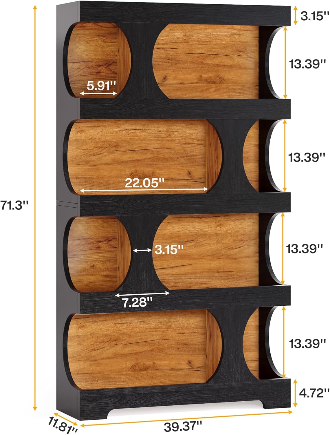 71.26" Tall 4-Tier S-Shaped Bookcase