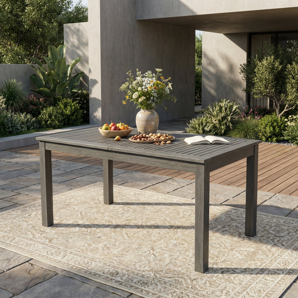 Outdoor Expandable Acacia Wood Dining Table, Dark