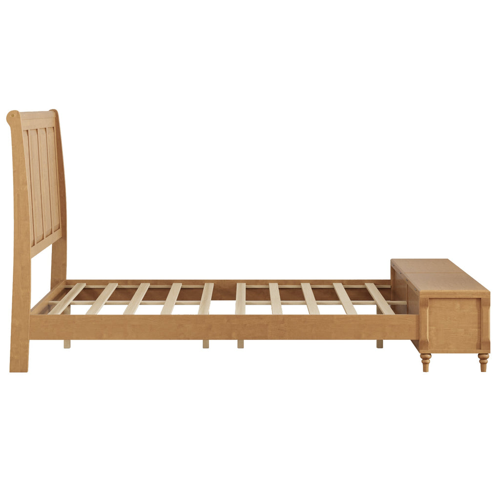 Queen Bed Frame with Tall Headboard and Storage Bench