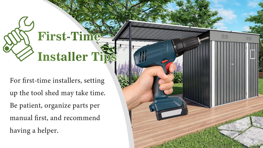 12x4ft Metal Lean to Shed with Open-Sided Pergola