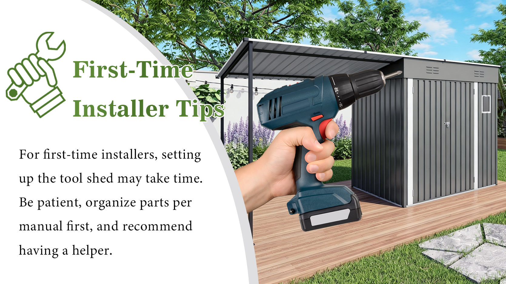 12x4ft Metal Lean to Shed with Open-Sided Pergola