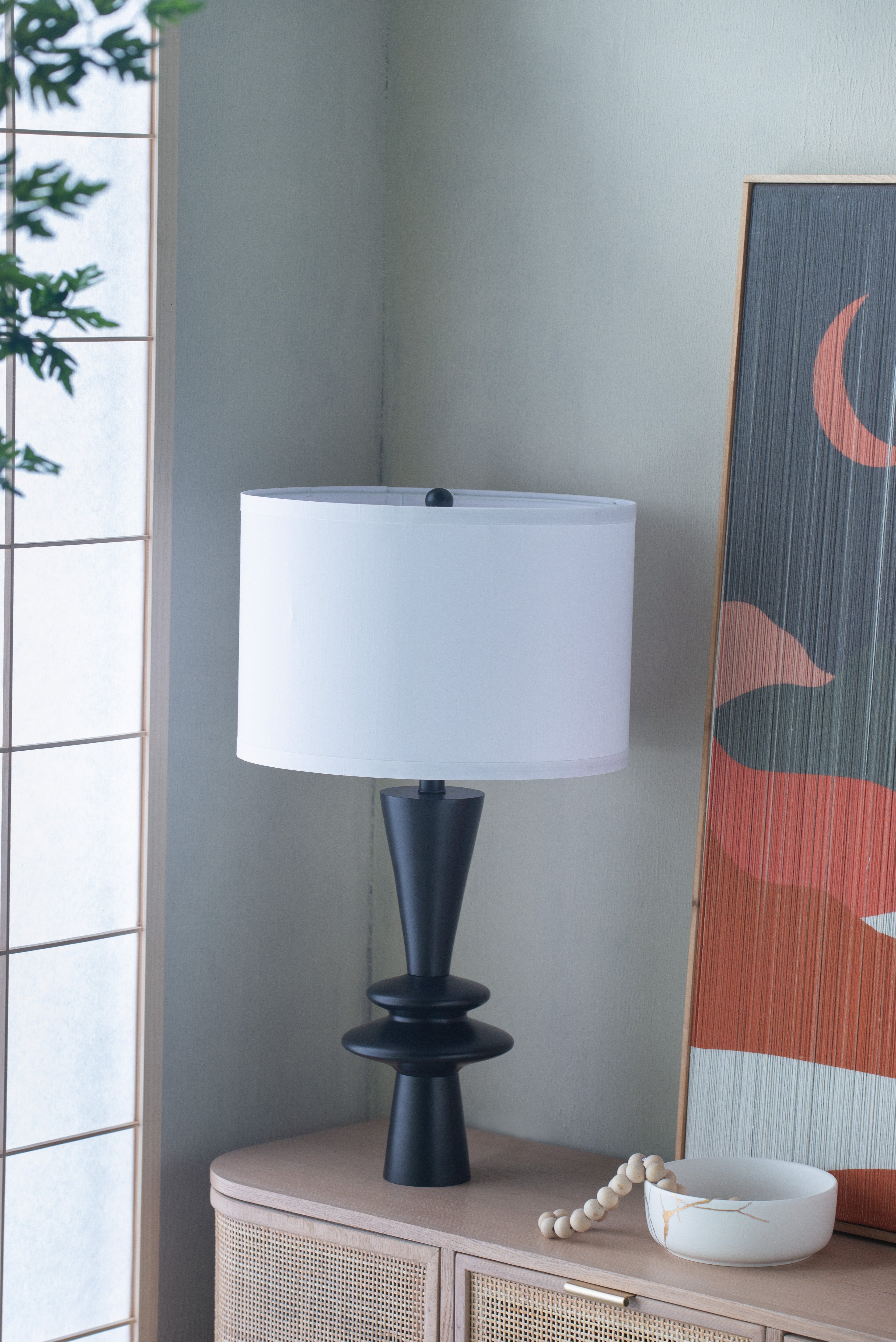 Stylish Black Table Lamp with Aluminum Construction