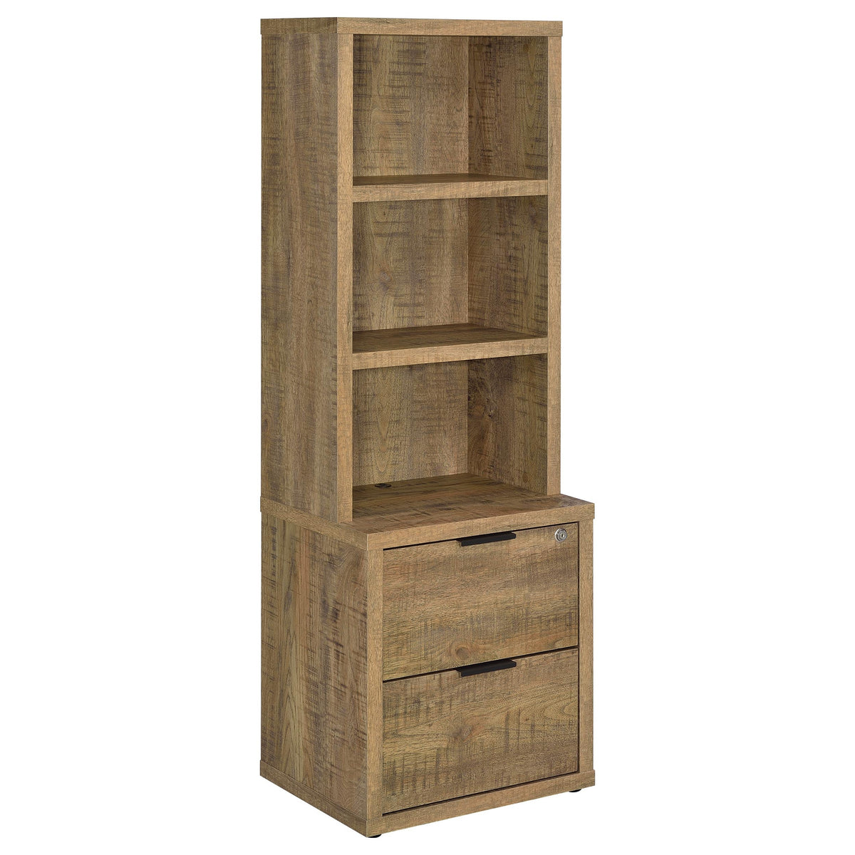 Geary Mango 3-Shelf Bookcase USB and Lockable Drawer