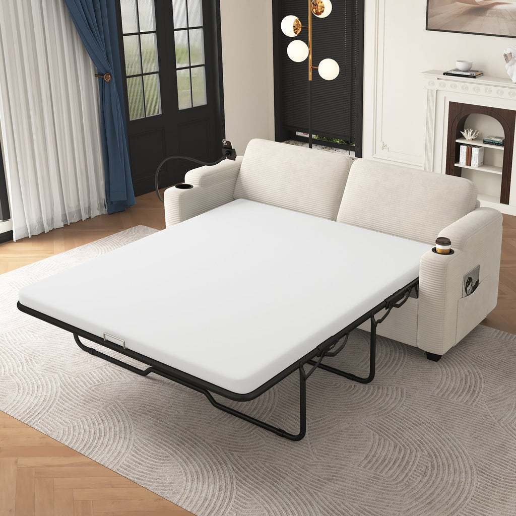 72.8" Corduroy Sleeper Sofa Loveseat
