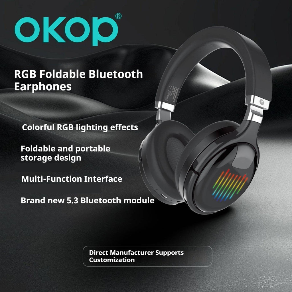 KP-H103 Best Selling In Stock Over Ear Bluetooth Headphones Foldable RGB Ambient Lighting Active Noise Cancellation Dynamic Drivers A Viral Hit