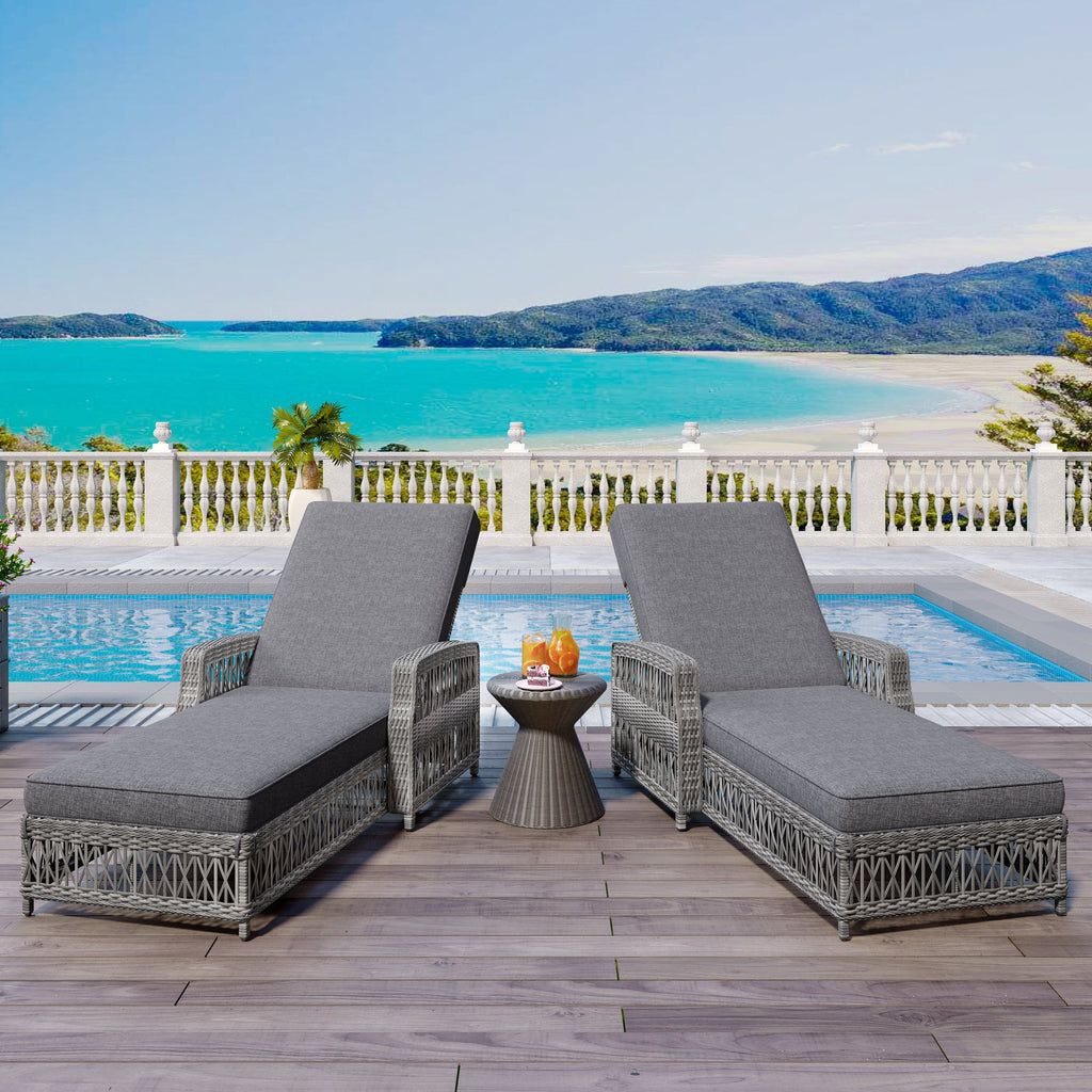 GO 2 Pieces Long Reclining Chaise Lounge Set