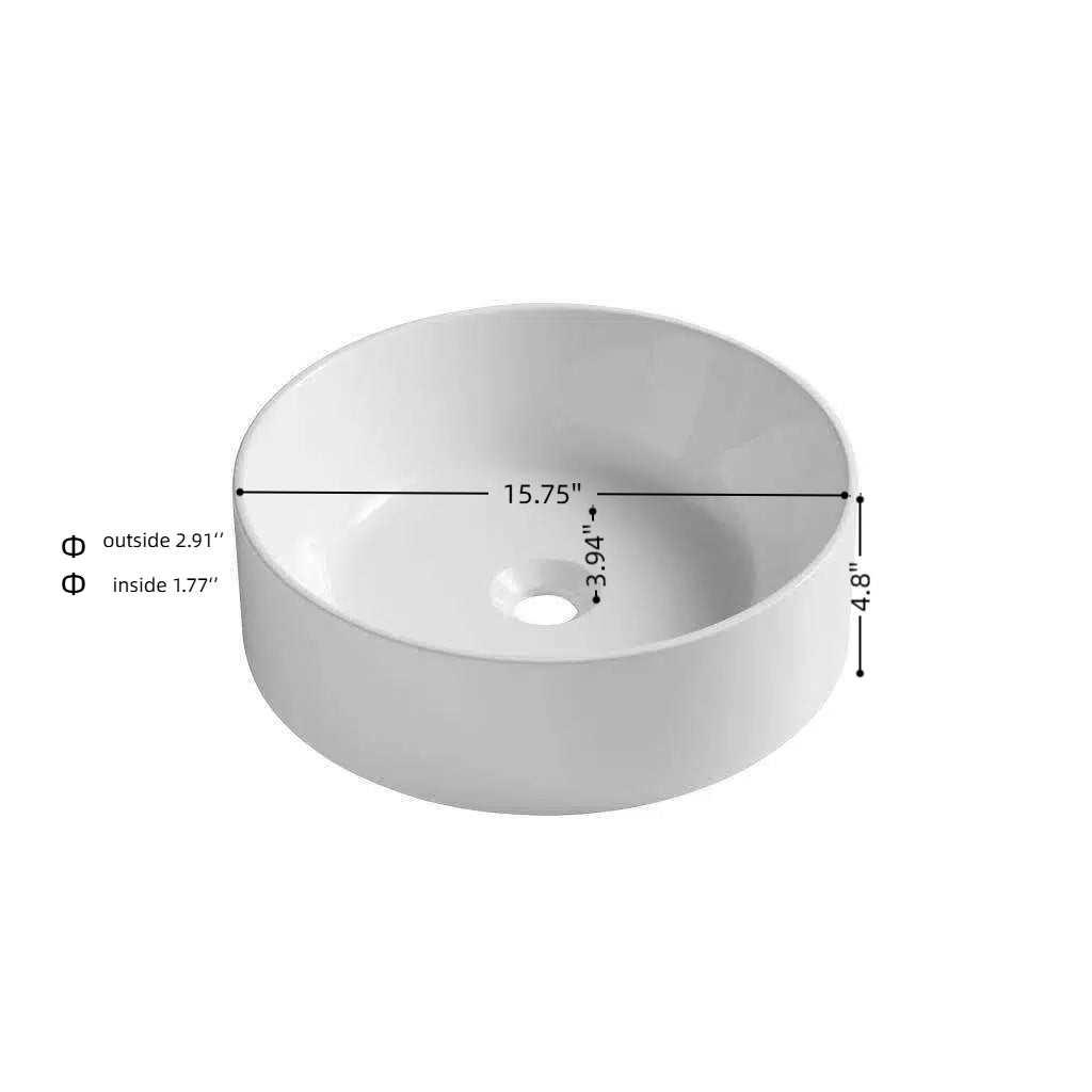 JINBO 16'' Bathroom Round Solid Surface Basin