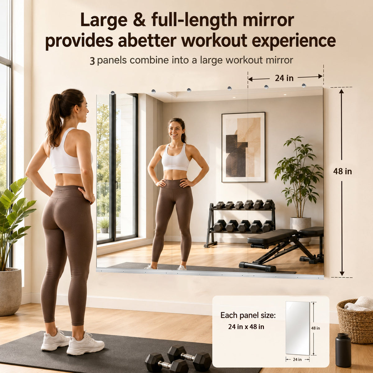 Gym Mirror 24x48 Inch - 3pcs