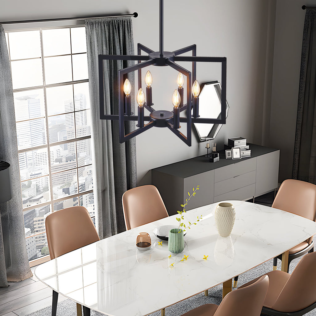 22" Modern Black Geometric Chandelier