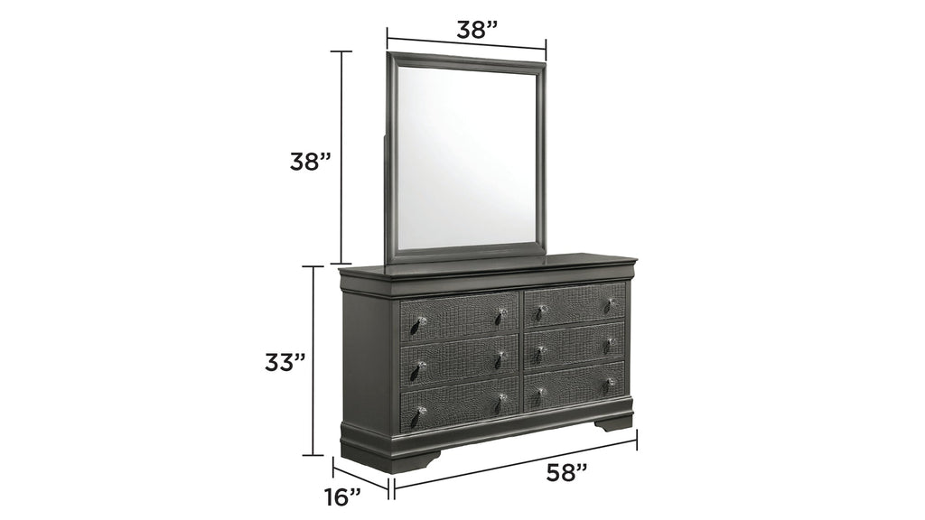 Blaze Modern Style Mirror Made with Wood in Metallic Gray