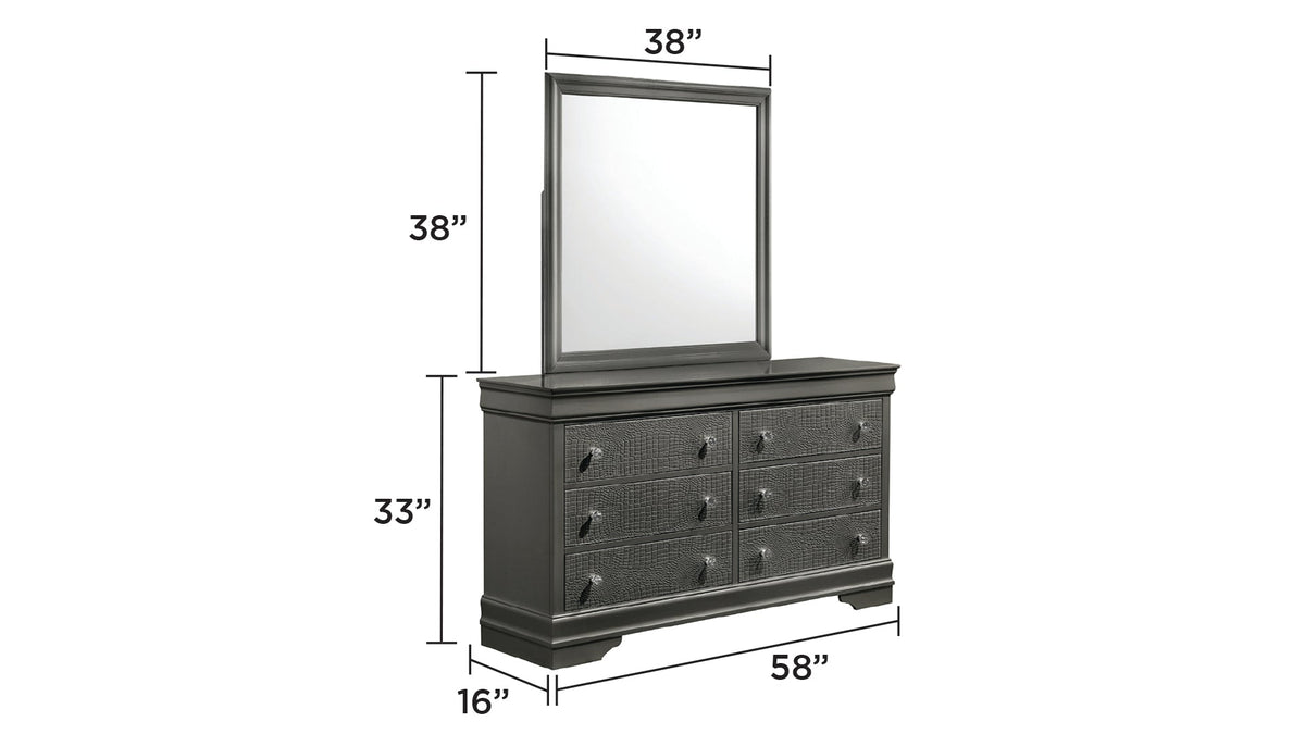 Blaze Modern Style Mirror Made with Wood in Metallic Gray