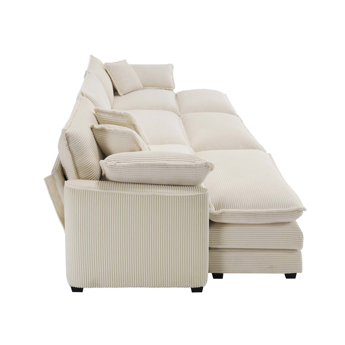 Oversized Modular Cushioned Sofa with 3 Ottomans